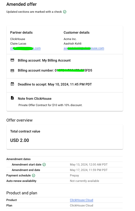 Сводка предложения GCP Marketplace